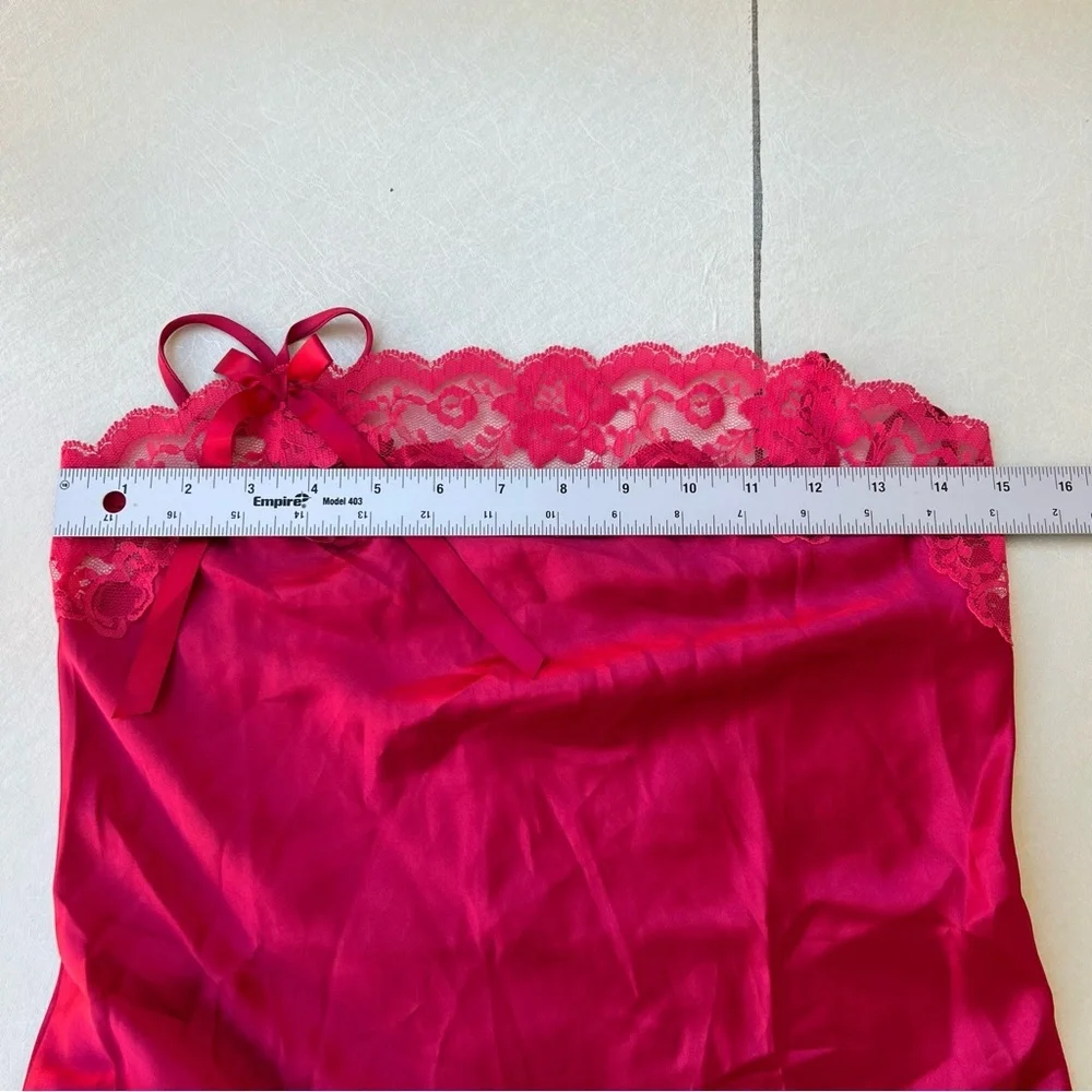 Vintage Victoria's Secret Satin Slip Dress Lace Trim and a Side slit Women’s XS
